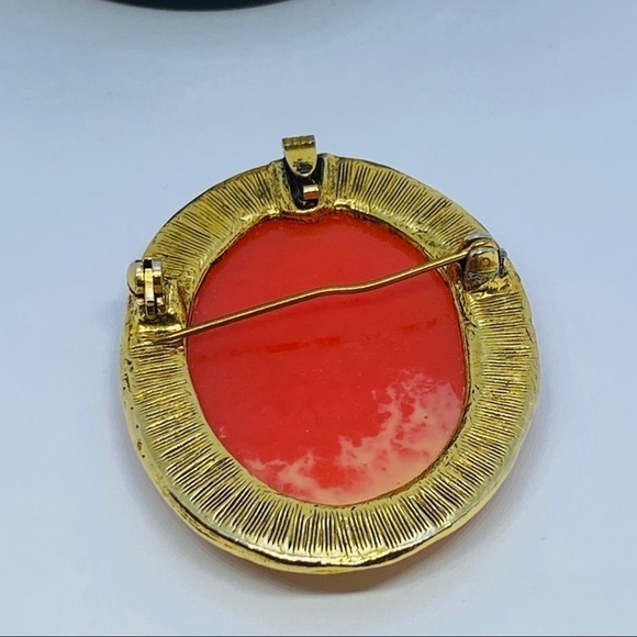 VINTAGE cameo brooch pendant gold tone - Picture 6 of 11